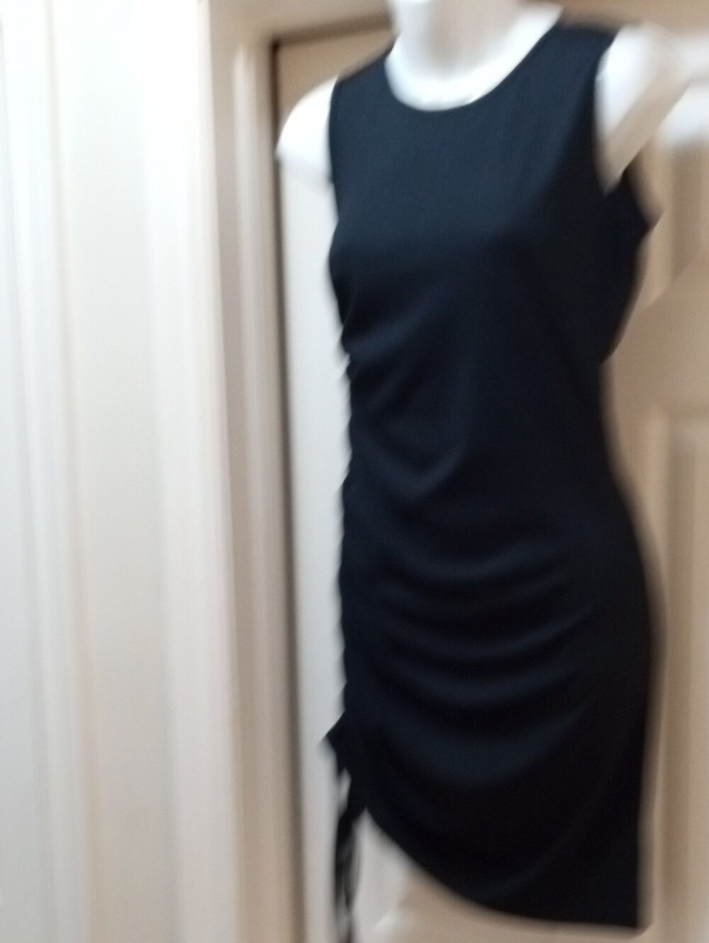 Black Ruched Side Tank Mini Dress - Picture 3 of 8